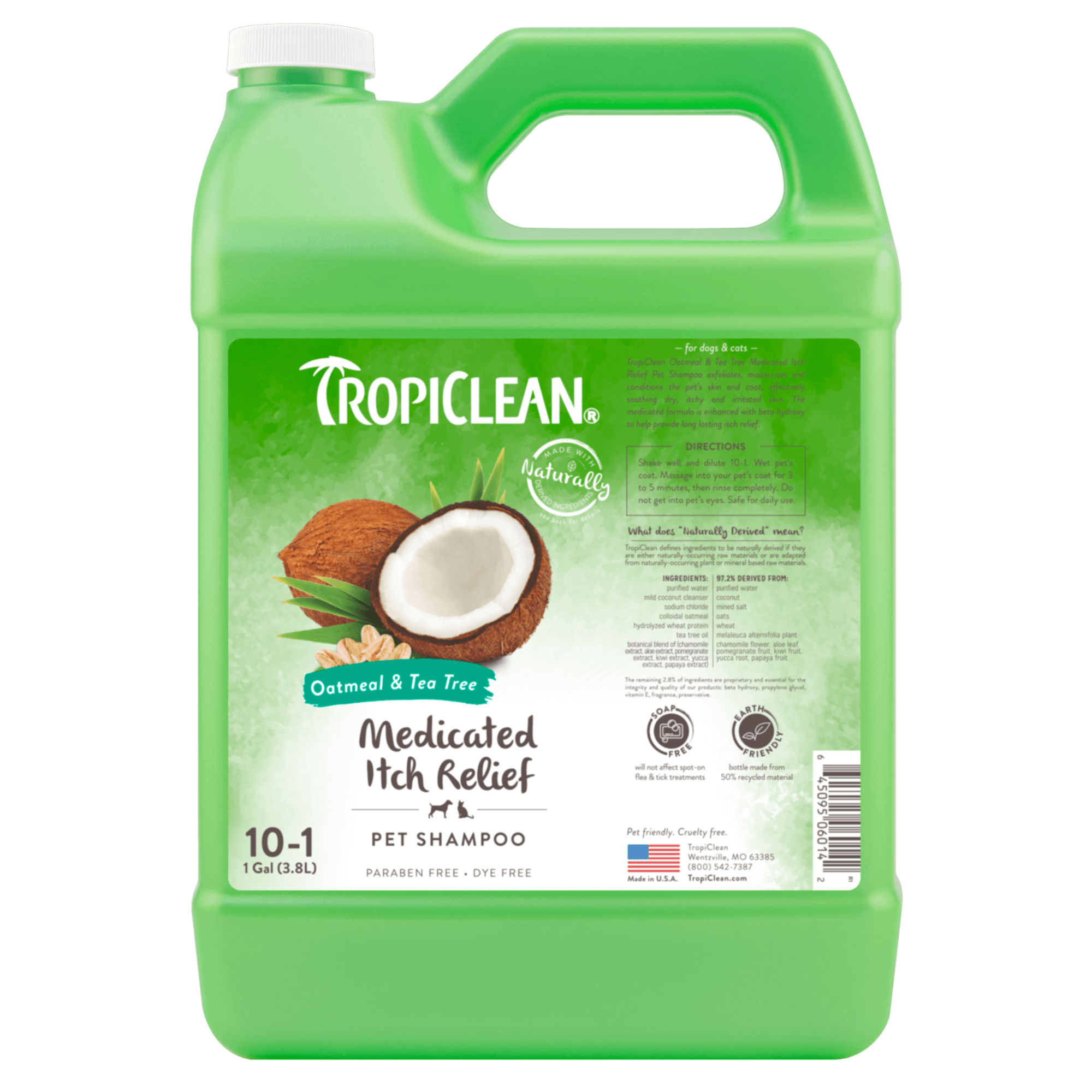 TROPICLEAN SZAMPON OATMEAL TEA TREE PIES, KOT GALLON