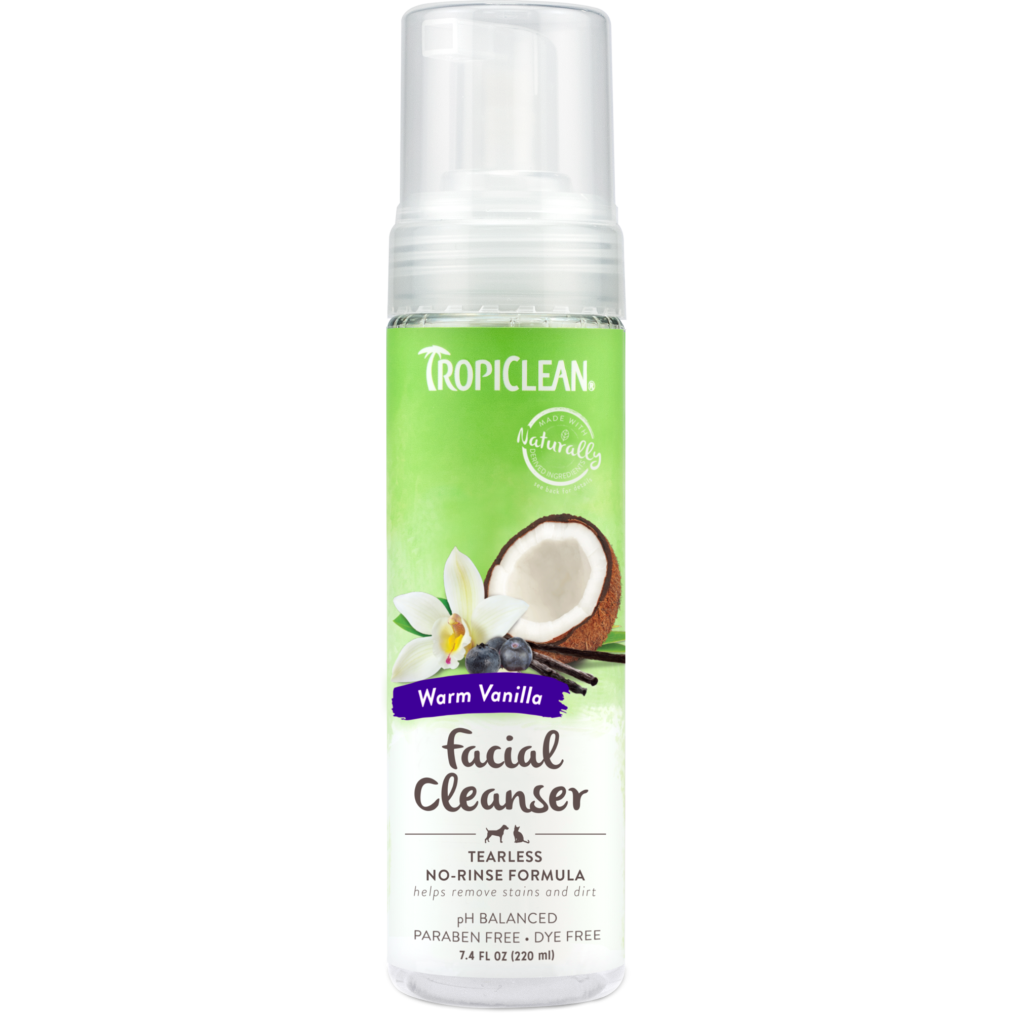 TROPICLEAN SZAMPON SUCHY FACIAL CLENSER VANILLA PIES, KOT 220ML - 869035