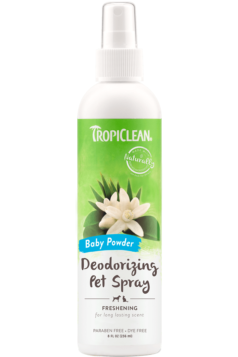 TROPICLEAN SPRAY DEZODORYZUJĄCY BABY POWDER PIES, KOT 236ML - tropiclean-baby-powder-deodorizing-spray-for-dogs-and-cats